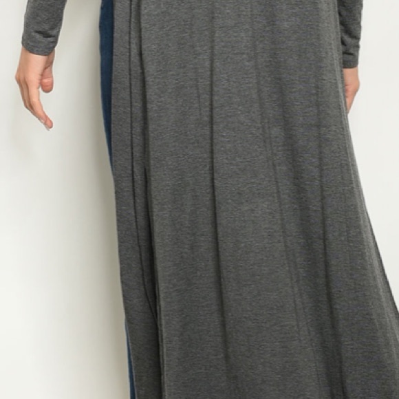 Gray Long sleeve open front jersey duster cardigan - Picture 7 of 8